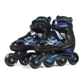 Роликовые коньки раздвижные, PU колёса со светом, размер M (35-38), черно-синие,U001761Y / 433771
